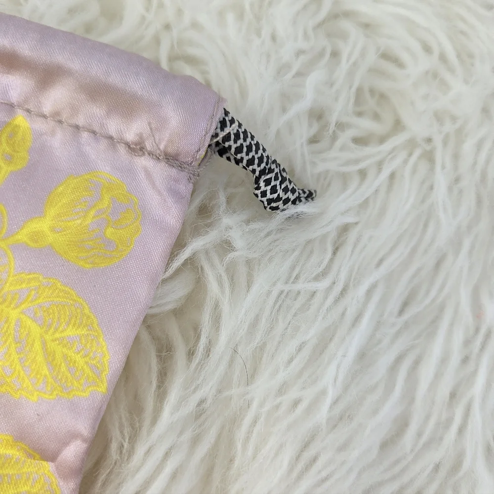 Ipsy Refreshments Glam Bag Large Purple Yellow Floral Drawstring Cosmetic Bag